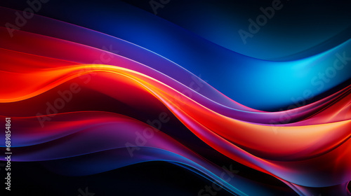 Vibrant Abstract Wavy Background with Flowing Blue and Red Gradient Lines on a Dark Canvas, Illustrating Motion and Energy in a Modern Artistic Presentation