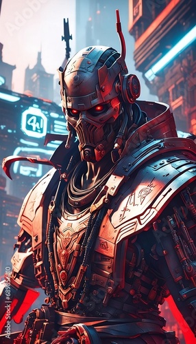 Cyberpunk knight supervillain.