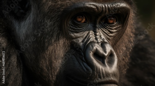 Portrait of a Western Lowland Gorilla - Gorilla gorilla gorilla. Wilderness. Wildlife Concept.