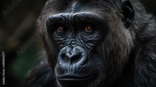 Portrait of a gorilla in the jungle, close-up. Wilderness. Wildlife Concept. © John Martin