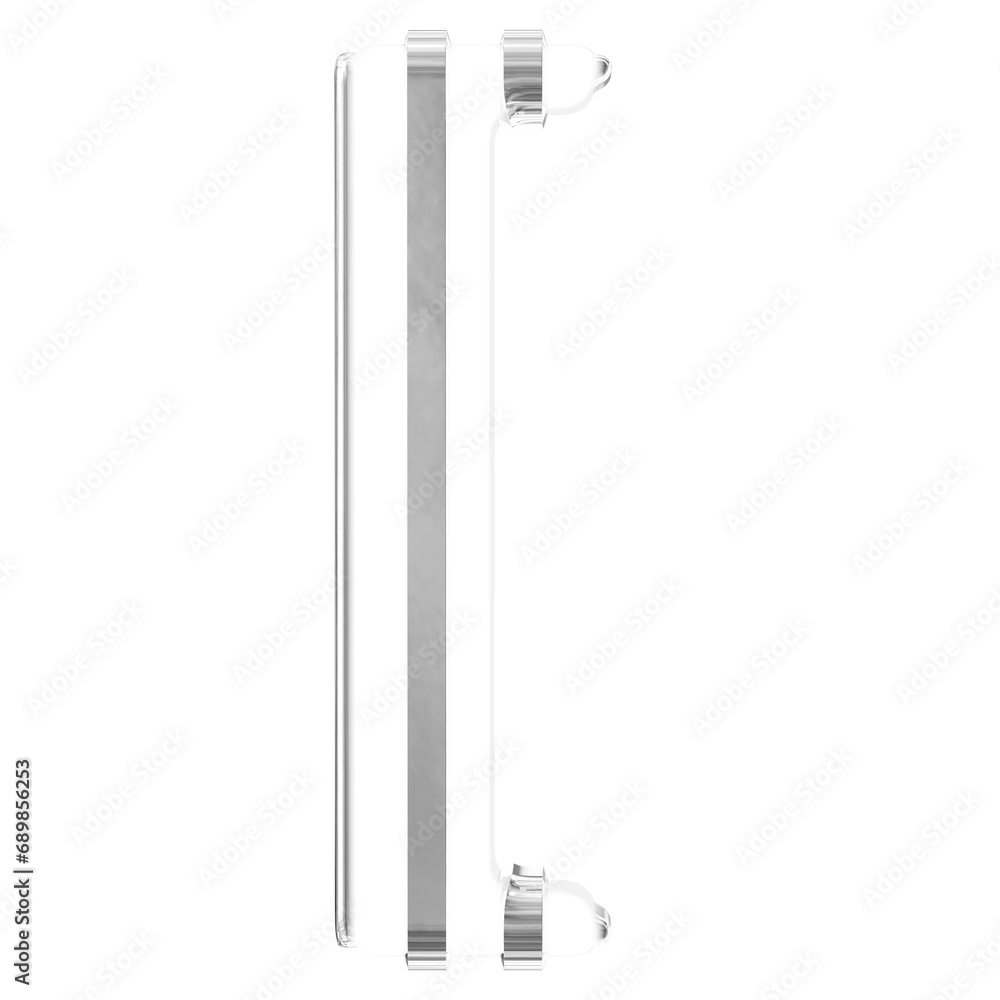 White symbol with thin silver vertical straps White symbol with thin silver vertical straps