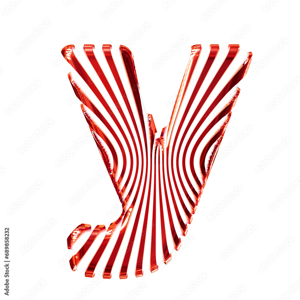 White 3d symbol with ultra thin red straps. letter y White 3d symbol with ultra thin red straps. letter y