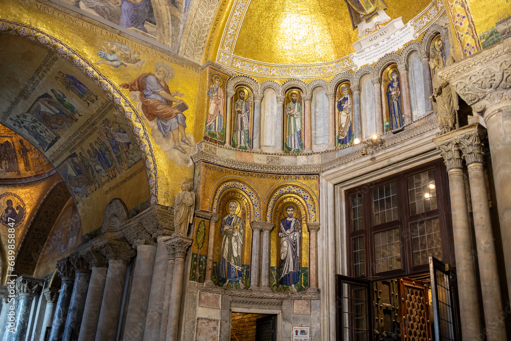 The interior of St. Mark's Basilica in Venice, Italy