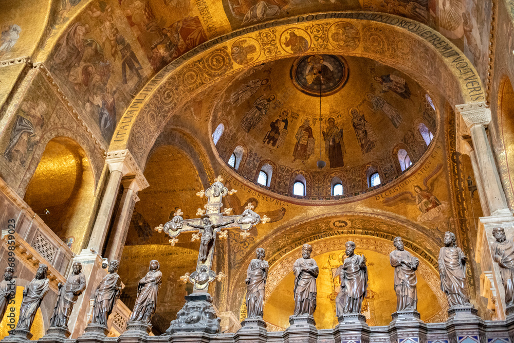 Details of the interior of St. Mark's Basilica in Venice, Italy