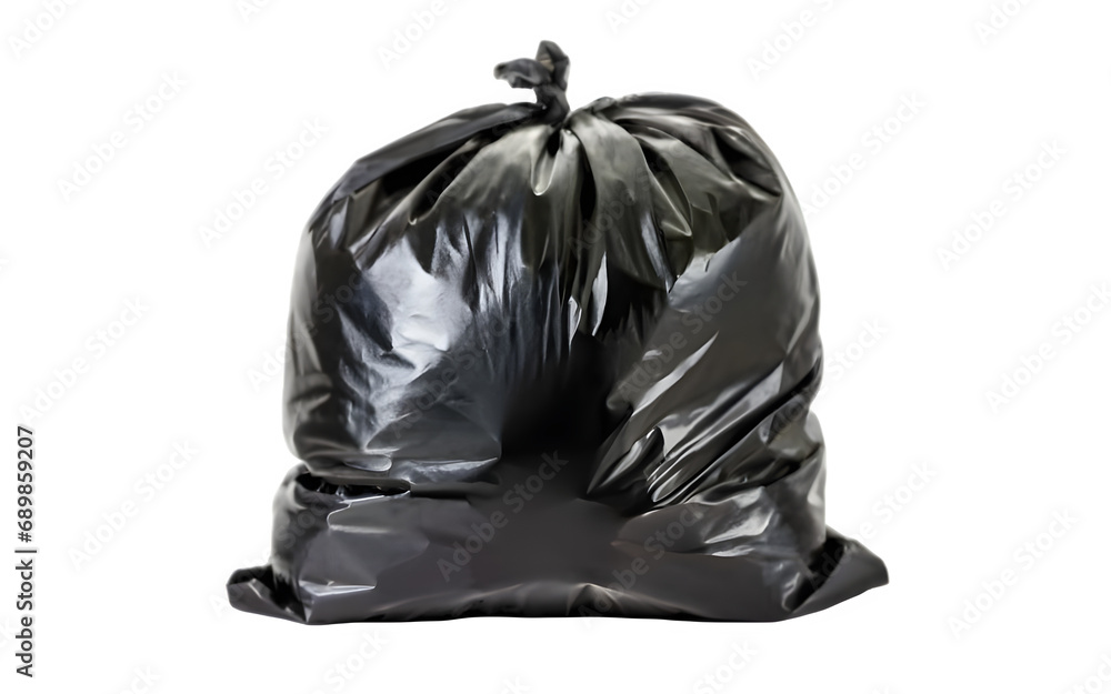 Black garbage bag isolated, white background, front view Black garbage bag isolated, white background, front view