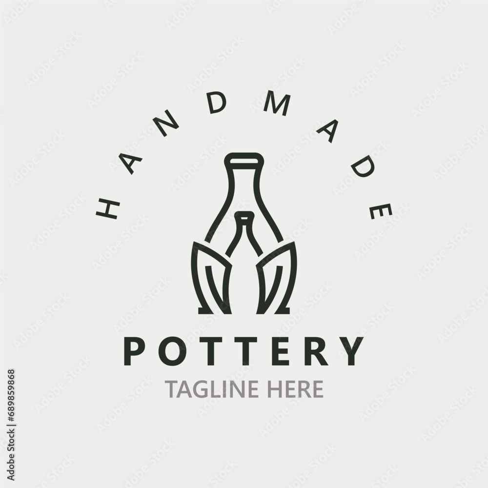  Pottery logo design handmade, creative traditional mug craft concept inspiration nature workshop template