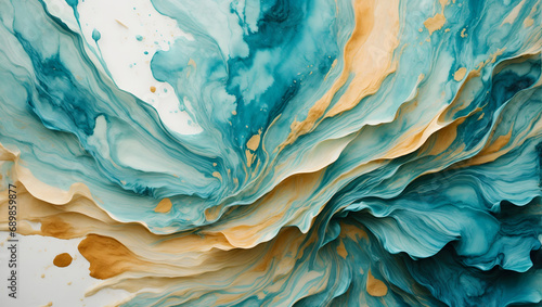 Vivid and Lively Blues Converging in a Dynamic Watercolor Surface for Innovative Artistry. photo