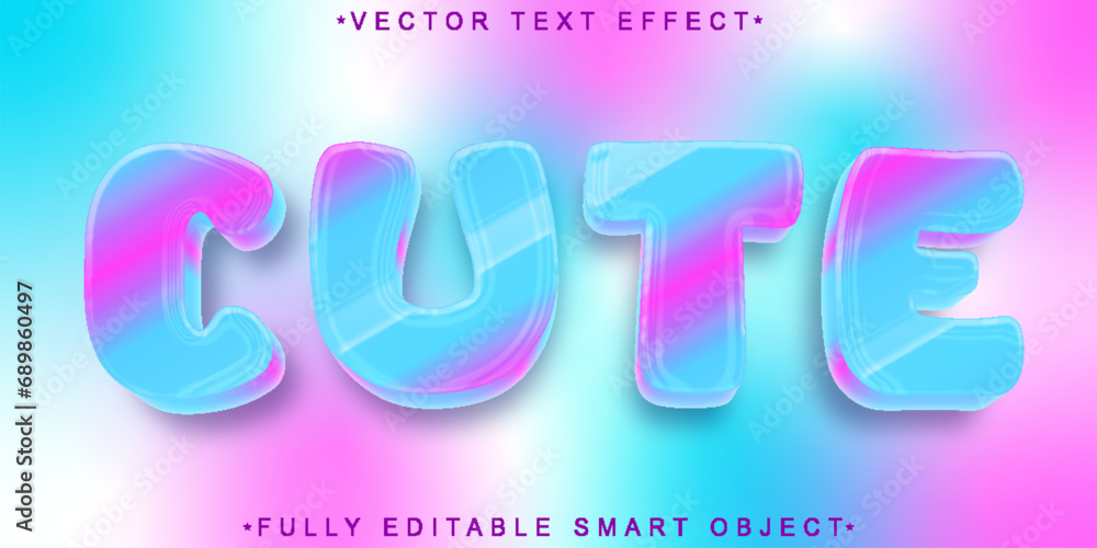 Sweet Colorful Cute Vector Fully Editable Smart Object Text Effect