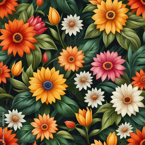 seamless pattern with flowers  floral background