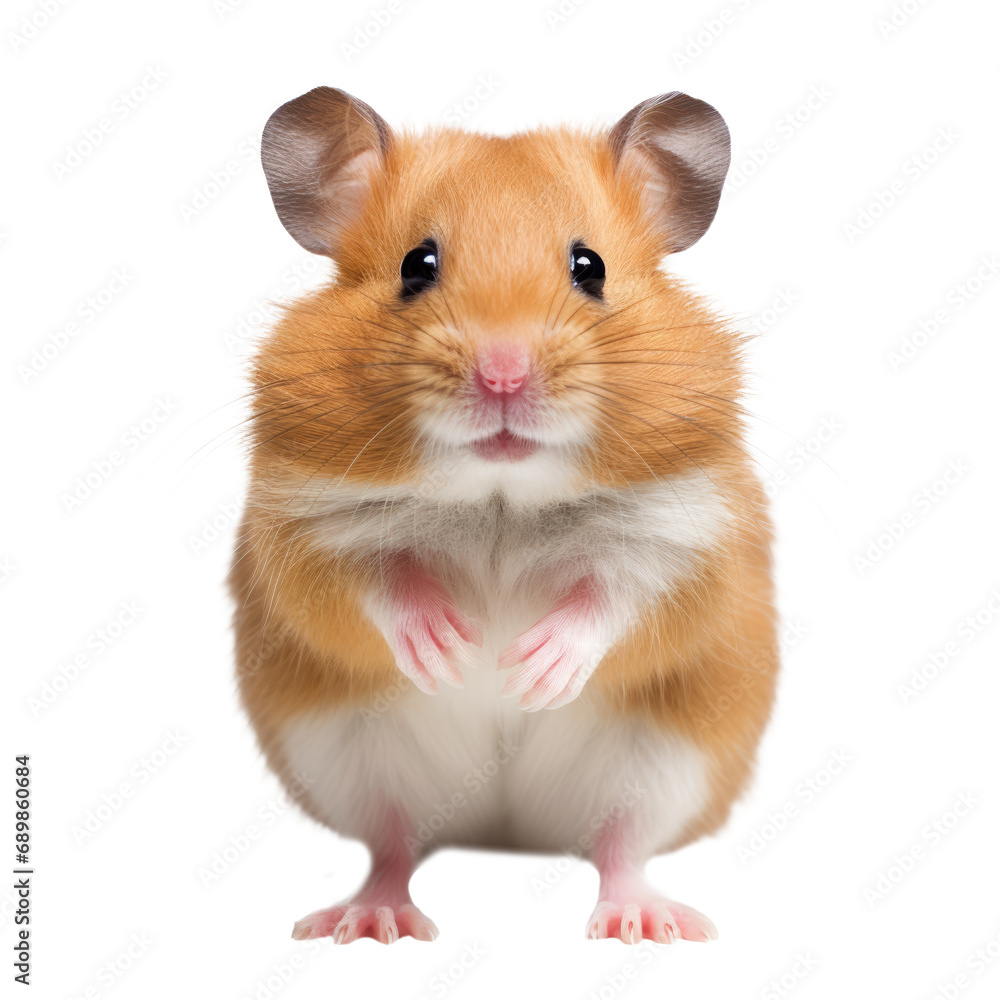 Hamster standing on its hind legs isolated on transparent background