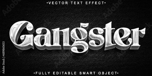 Silver Gangster Vector Fully Editable Smart Object Text Effect photo