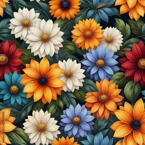 seamless pattern with flowers, floral background