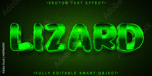 Cartoon Green Lizard Vector Fully Editable Smart Object Text Effect