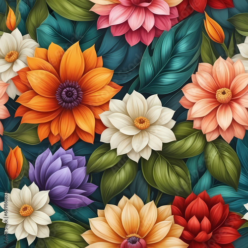 seamless pattern with flowers, floral background