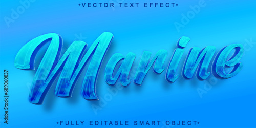 Blue Marine Vector Fully Editable Smart Object Text Effect