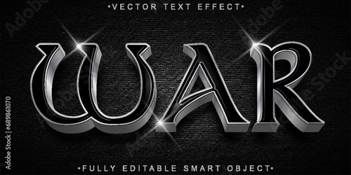 Silver Black War Vector Fully Editable Smart Object Text Effect