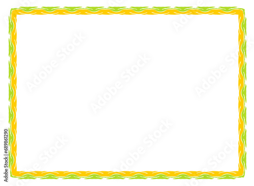 Green and yellow frame with ornament vector illustration	
