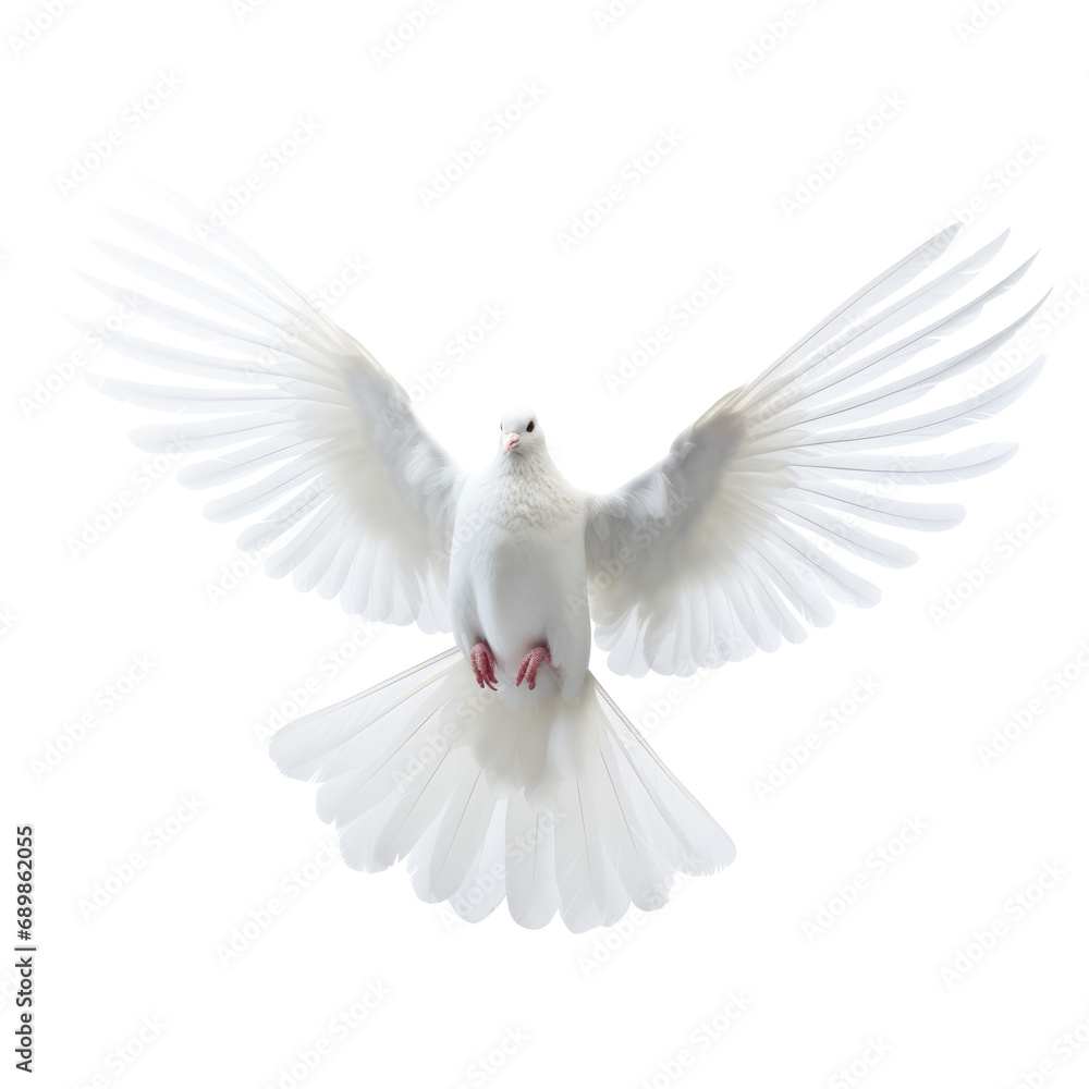 free flying white dove isolated on a transporent background. The white pigeon free flying white dove isolated on a transporent background. The white pigeon