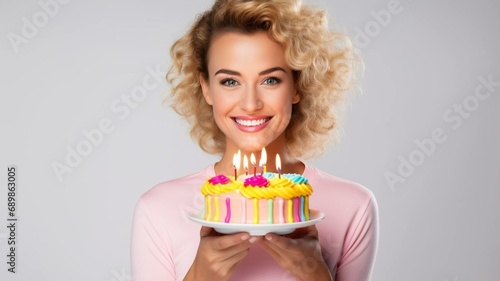 woman holding cake