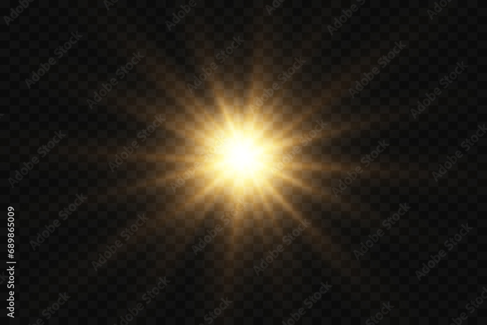 The light effect star flashed. Bright light and flash. On a transparent background.