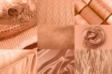 Wandcirkels Pantone 2024 Peach Fuzz Collage in zachte perzik fuzz tinten  © kittyfly