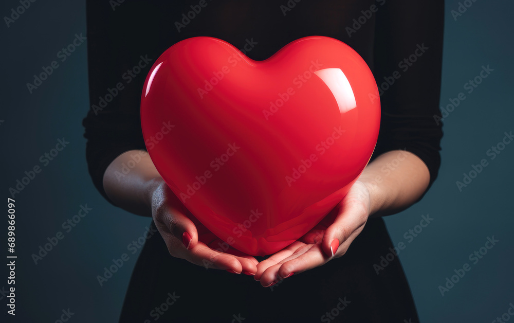Hands holding an inflatable heart-shaped balloon Hands holding an inflatable heart-shaped balloon