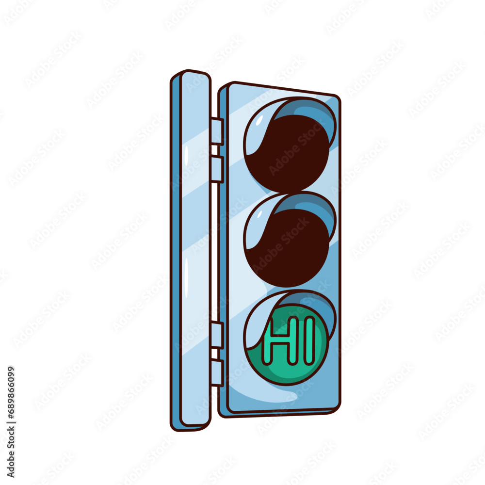 Groovy traffic light vector illustration. Cartoon isolated retro funny