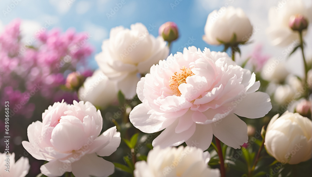 Beautiful peony flowers close-up in nature Beautiful peony flowers close-up in nature