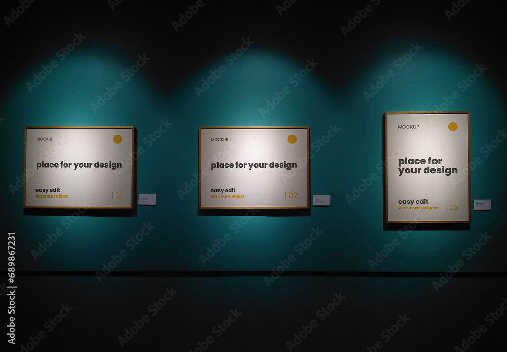 Spotlight Frame Box Design Museum Spotlight Frame Mockups Stock Template | Adobe Stock