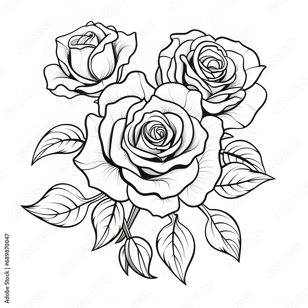 bouquet of roses  isolated on white ai generative 
