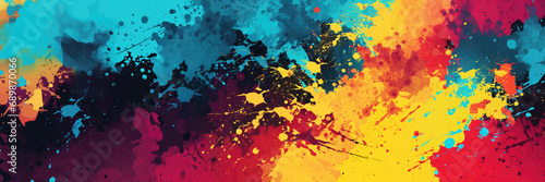 Abstract Colorful Splashes Banner Panorama