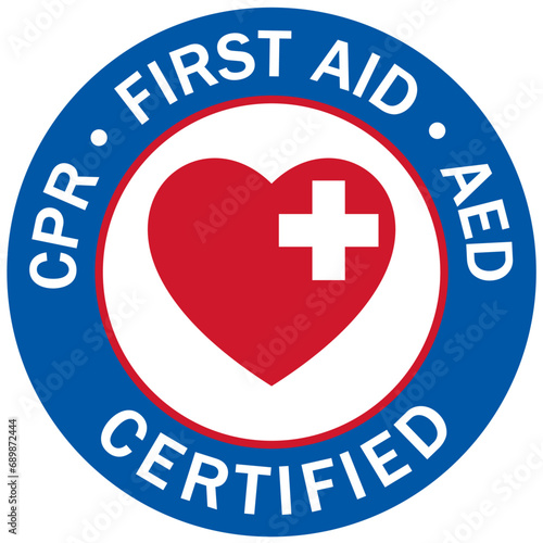 First aid sign emblem sticker CPR first aid AED certified