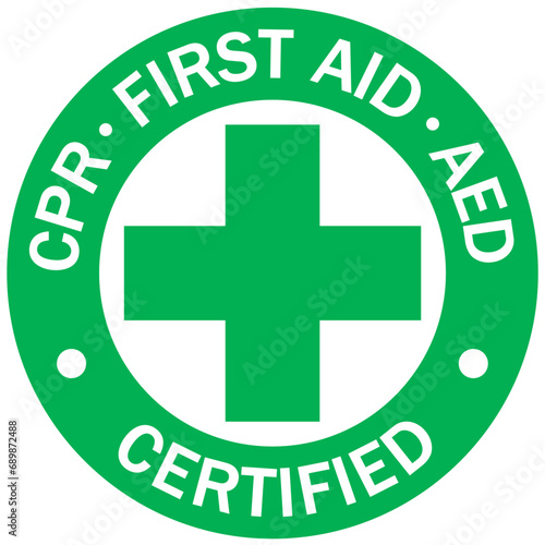 First aid sign emblem sticker CPR first aid AED certified