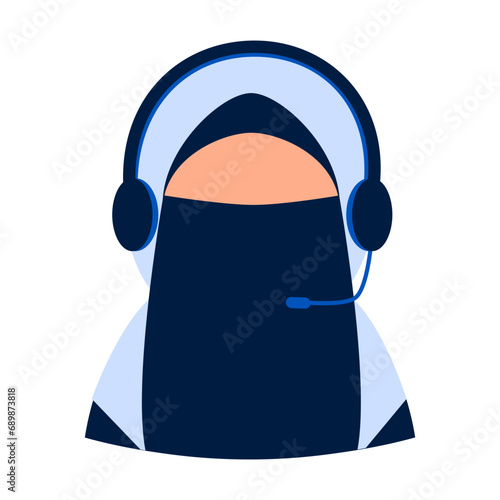 Call center officer with niqab