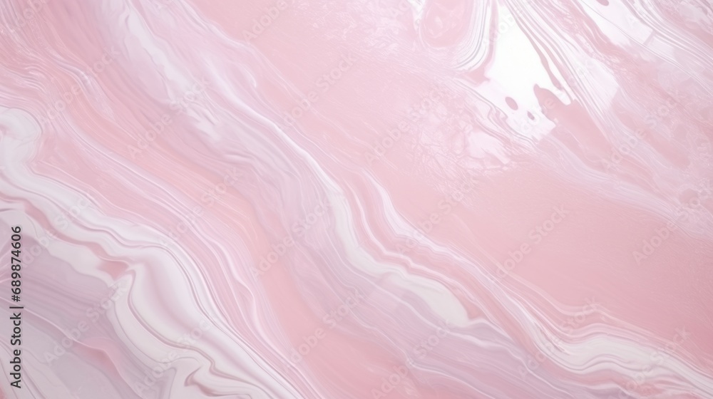 Soft Pink Marble with Silver Veins Horizontal Background. Abstract stone texture backdrop with water drops. Bright natural material Surface. AI Generated Photorealistic Illustration.