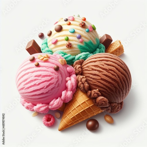 ice cream cones  no  background ,  ​AI Generative