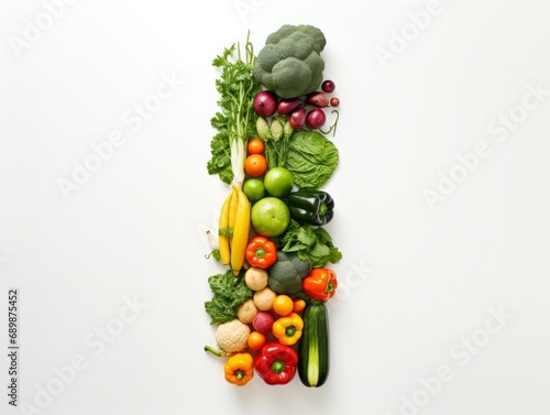 The Letter I Crafted from an Array of Fresh Vegetables, Showcasing Vibrant Nutrition and Wholesome Dietary Diversity
