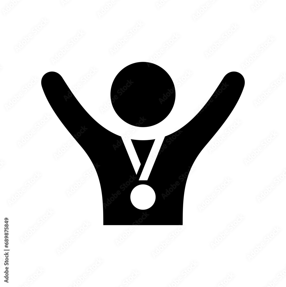 Fototapeta premium Winner icon. Medal with neck ribbon. Award. Vector icon isolated on white background.