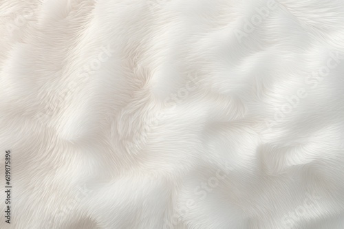 White fur texture. Long shaggy fluffy soft cozy fur, pile. Polar bear fur. Fur of white long haired dog, rabbit, cat, sheep. Design, fashion, print, textile, blanket, rug. Close up. Copy space