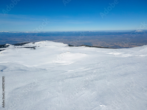 Aerial view of Vitosha Mountain near Cherni Vrah peak, Bulgaria © Stoyan Haytov
