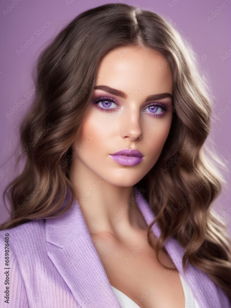 Naklejka premium a closeup photo portrait of a beautiful young girl model smiling