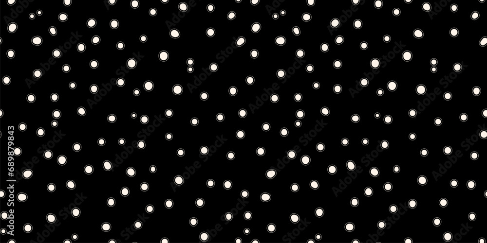 Vector seamless pattern with small hand drawn white chaotic dots, spots on black background. Trendy minimal spotted texture. Abstract bacteria, microbe, germs illustration. Simple organic geo design Vector seamless pattern with small hand drawn white chaotic dots, spots on black background. Trendy minimal spotted texture. Abstract bacteria, microbe, germs illustration. Simple organic geo design
