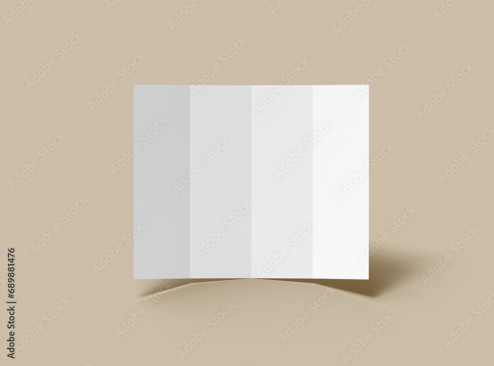 Blank four roll-fold letter size brochure 3d render to present your design Blank four roll-fold letter size brochure 3d render to present your design