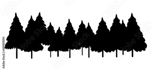Black silhouette forest. Pine trees vector illustration.
