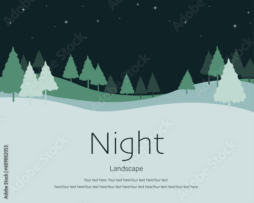 Graphic design of a nighttime landscape in nature. 