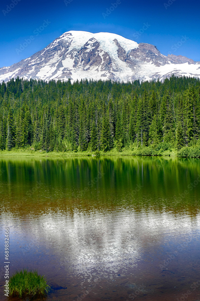 Mt Rainier mirrored in Reflection Lake