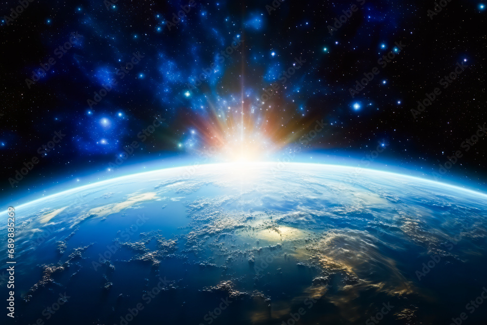 Obraz premium A planet with the sun shining