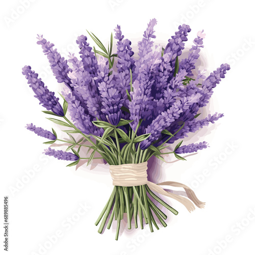 Lavender bouquet illustration on white background