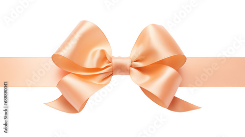 Peach gift ribbon and bow isolated on transparent background. PNG file. Generative AI. photo