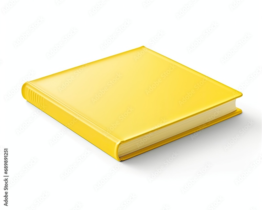 Blank Square Format Hardcover Book, Yellow Coloured, Minimalist Book Mockup Blank Square Format Hardcover Book, Yellow Coloured, Minimalist Book Mockup